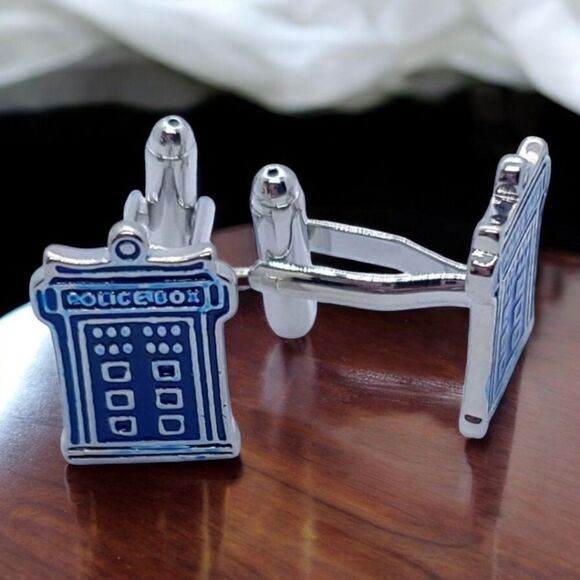Blue Police Box Tardis Dr. Who The Doctor Who Cuff Links Whovian Gift Cufflinks - Picture 1 of 7
